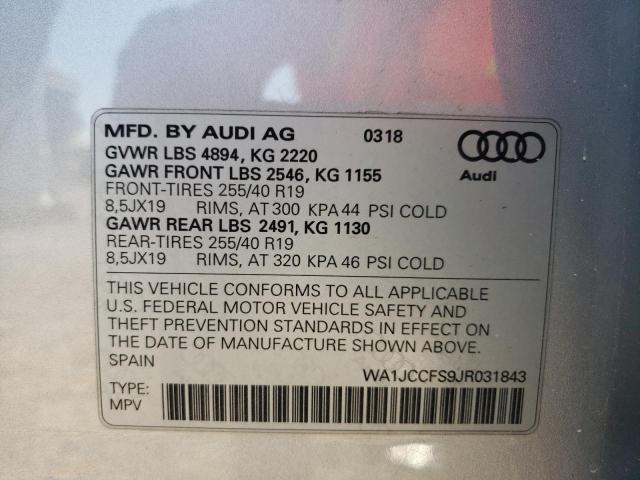 Photo 10 from auction – 2018 AUDI Q3 PREMIUM with VIN WA1JCCFS9JR031843