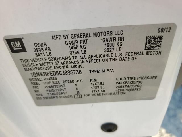 Photo 10 from auction – 2012 CHEVROLET TRAVERSE L with VIN 1GNKRFED5CJ396736