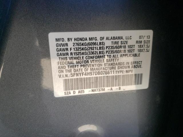 Photo 10 from auction – 2013 HONDA PILOT TOUR with VIN 5FNYF4H97DB076611