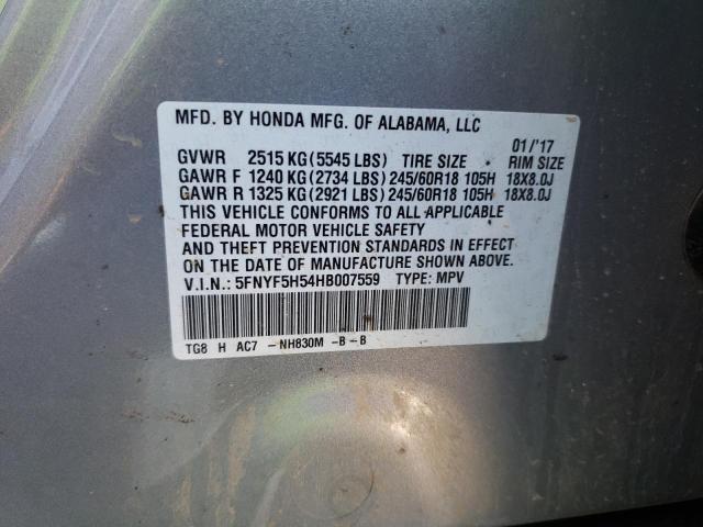 Photo 10 from auction – 2017 HONDA PILOT EXL with VIN 5FNYF5H54HB007559