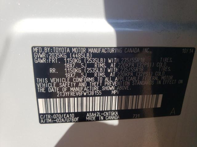 Photo 10 from auction – 2015 TOYOTA RAV4 LIMIT with VIN 2T3YFREV6FW138155