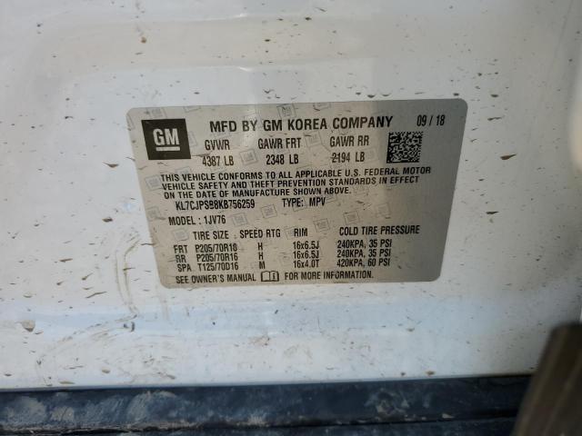 Photo 10 from auction – 2019 CHEVROLET TRAX 1LT with VIN KL7CJPSB8KB756259