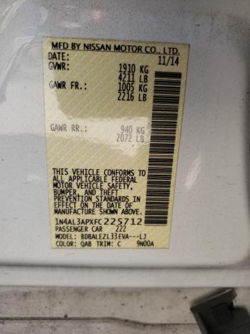 Photo 10 from auction – 2015 NISSAN ALTIMA 2.5 with VIN 1N4AL3APXFC225712