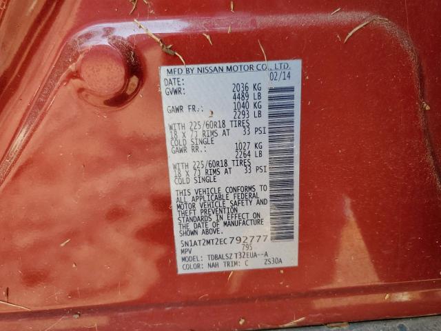Photo 10 from auction – 2014 NISSAN ROGUE S with VIN 5N1AT2MT2EC792777