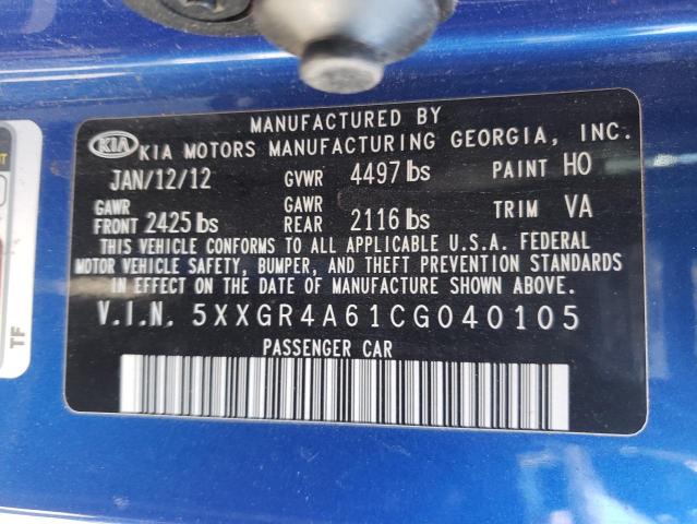 Photo 10 from auction – 2012 KIA OPTIMA SX with VIN 5XXGR4A61CG040105