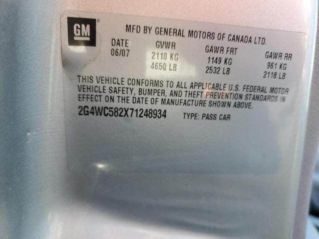 Photo 10 from auction – 2007 BUICK LACROSSE C with VIN 2G4WC582X71248934
