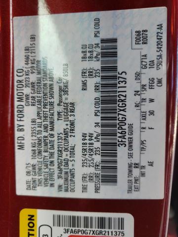 Photo 10 from auction – 2016 FORD FUSION S with VIN 3FA6P0G7XGR211375