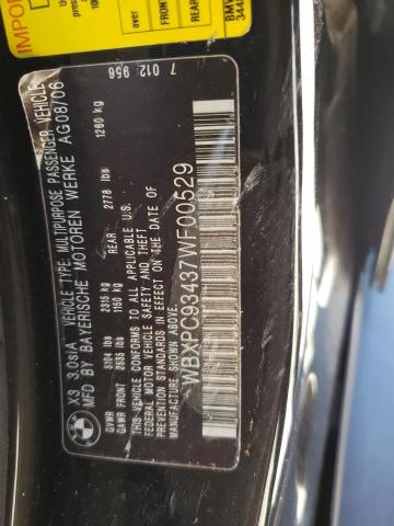 Photo 10 from auction – 2007 BMW X3 3.0SI with VIN WBXPC93437WF00529