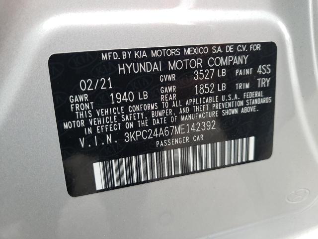 Photo 10 from auction – 2021 HYUNDAI ACCENT SE with VIN 3KPC24A67ME142392
