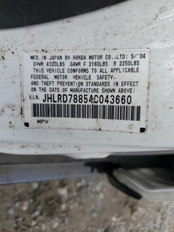 Photo 10 from auction – 2004 HONDA CR-V EX with VIN JHLRD78854C043660