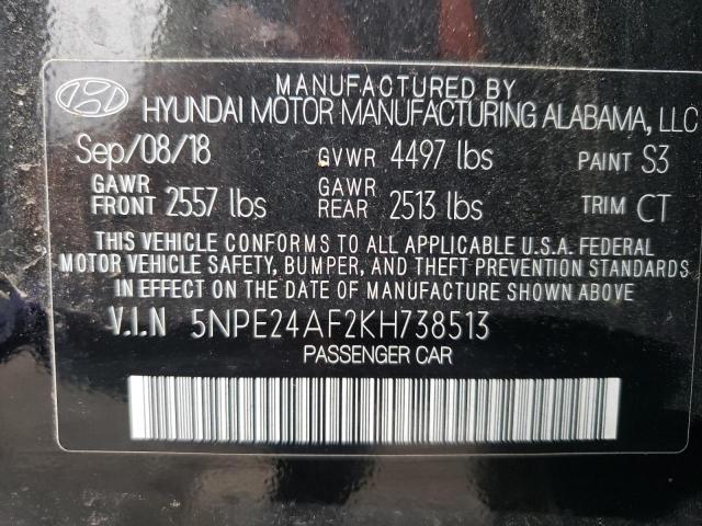 Photo 10 from auction – 2019 HYUNDAI SONATA SE with VIN 5NPE24AF2KH738513