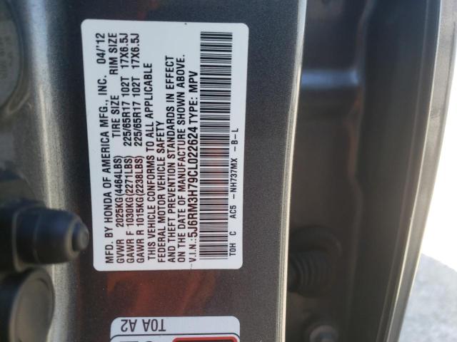 Photo 10 from auction – 2012 HONDA CR-V EXL with VIN 5J6RM3H79CL022624