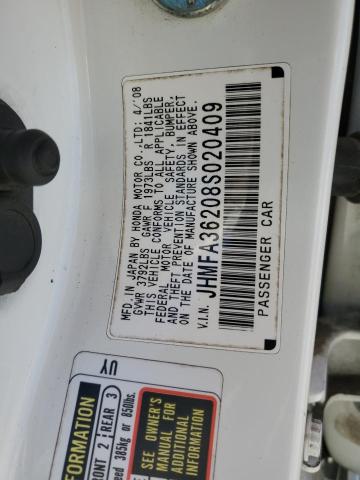 Photo 10 from auction – 2008 HONDA CIVIC HYBR with VIN JHMFA36208S020409