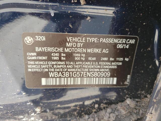 Photo 10 from auction – 2014 BMW 320 I with VIN WBA3B1G57ENS80909