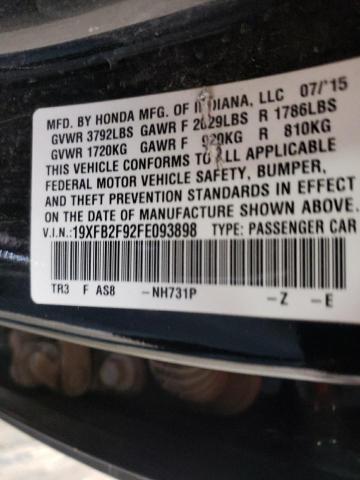 Photo 10 from auction – 2015 HONDA CIVIC with VIN 19XFB2F92FE093898