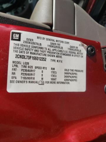 Zdjęcie 10 z aukcji – 2006 CHEVROLET EQUINOX LT z VIN 2CNDL73F166012252