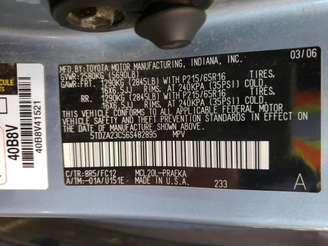 Photo 10 from auction – 2006 TOYOTA SIENNA CE with VIN 5TDZA23C56S482895