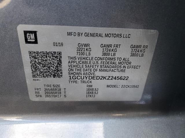 Photo 10 from auction – 2019 CHEVROLET SILVERADO with VIN 1GCUYDED2KZ245622