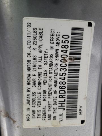 Photo 10 from auction – 2003 HONDA CR-V LX with VIN JHLRD68453C004850