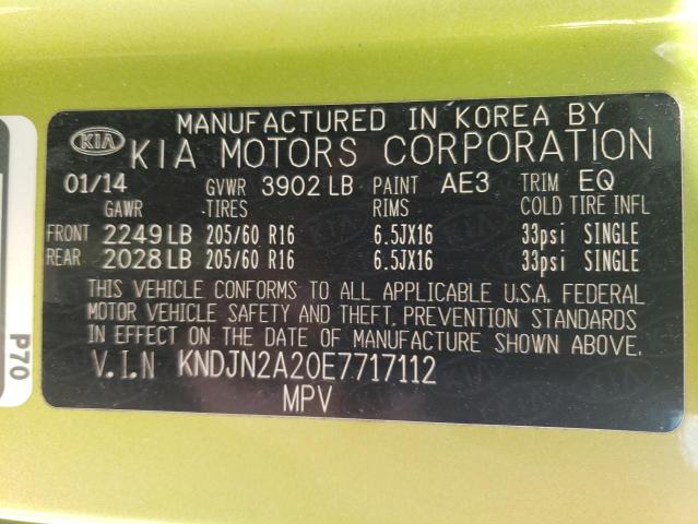 Photo 10 from auction – 2014 KIA SOUL with VIN KNDJN2A20E7717112