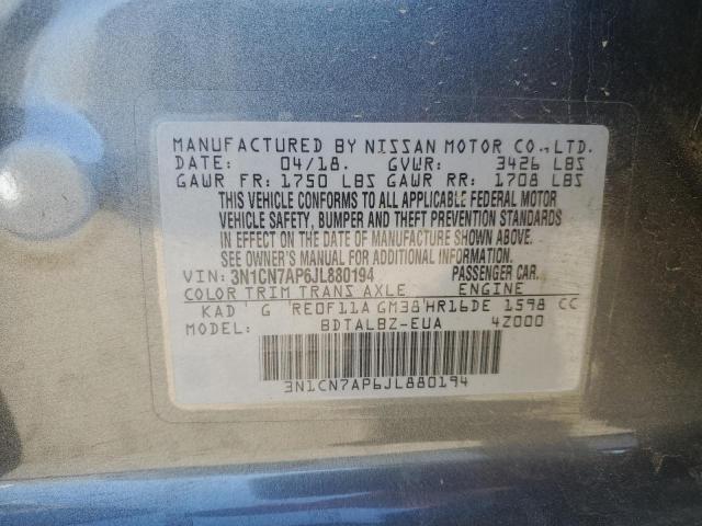 Photo 10 from auction – 2018 NISSAN VERSA S with VIN 3N1CN7AP6JL880194