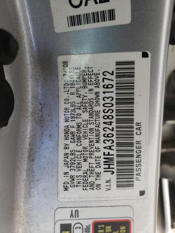 Photo 10 from auction – 2008 HONDA CIVIC HYBR with VIN JHMFA36248S031672