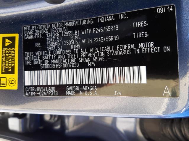 Photo 10 from auction – 2015 TOYOTA HIGHLANDER with VIN 5TDDCRFH5FS007039