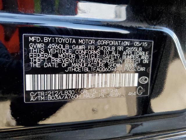 Photo 10 from auction – 2015 LEXUS GS 350 with VIN JTHCE1BL1FA006094