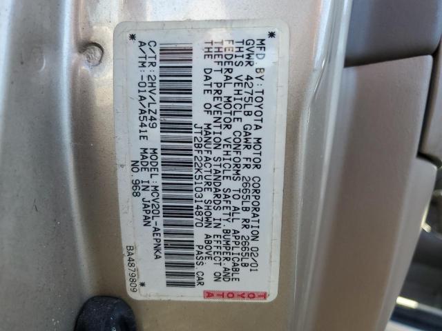 Photo 10 from auction – 2001 TOYOTA CAMRY CE with VIN JT2BF22K510314870