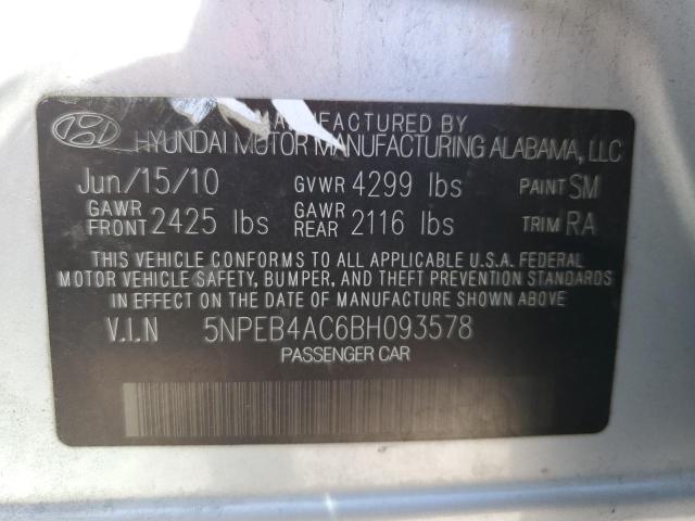 Photo 10 from auction – 2011 HYUNDAI SONATA GLS with VIN 5NPEB4AC6BH093578