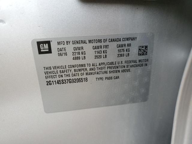 Photo 10 from auction – 2016 CHEVROLET IMPALA LTZ with VIN 2G1145S37G9206518