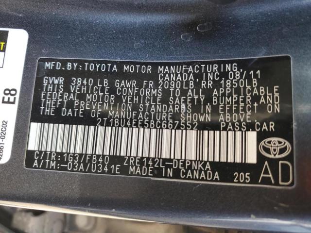 Photo 10 from auction – 2011 TOYOTA COROLLA BA with VIN 2T1BU4EE5BC667552