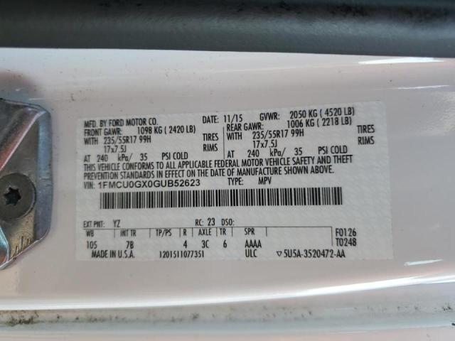 Photo 10 from auction – 2016 FORD ESCAPE SE with VIN 1FMCU0GX0GUB52623