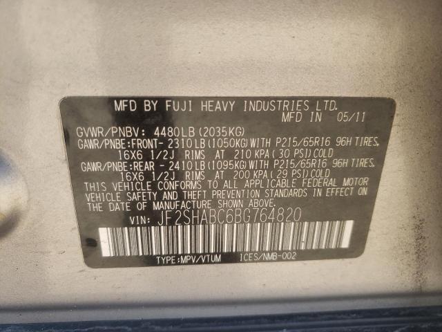Photo 10 from auction – 2011 SUBARU FORESTER 2 with VIN JF2SHABC6BG764820
