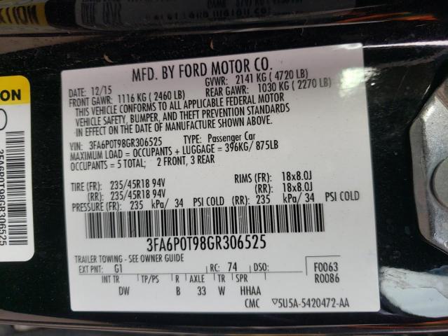 Photo 10 from auction – 2016 FORD FUSION SE with VIN 3FA6P0T98GR306525