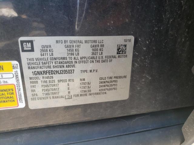 Photo 10 from auction – 2017 CHEVROLET TRAVERSE L with VIN 1GNKRFED2HJ205037