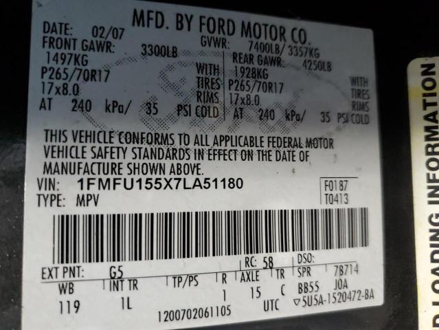 Photo 10 from auction – 2007 FORD EXPEDITION with VIN 1FMFU155X7LA51180