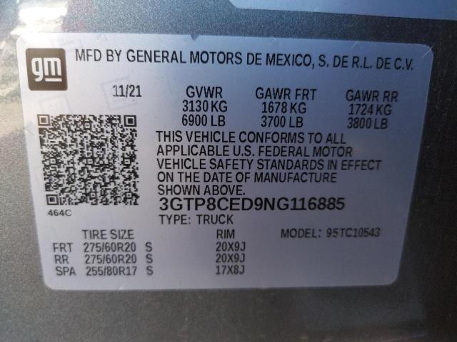Photo 10 from auction – 2022 GMC SIERRA LIM with VIN 3GTP8CED9NG116885