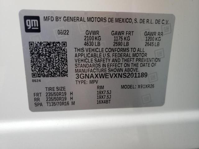 Photo 10 from auction – 2022 CHEVROLET EQUINOX RS with VIN 3GNAXWEVXNS201189
