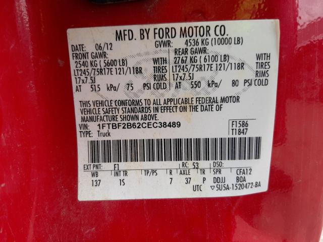 Photo 10 from auction – 2012 FORD F250 SUPER with VIN 1FTBF2B62CEC38489