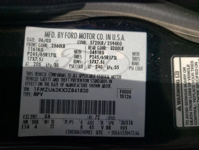 Photo 10 from auction – 2003 FORD EXPLORER X with VIN 1FMZU63KX3ZB41830