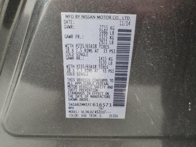 Photo 10 from auction – 2015 NISSAN PATHFINDER with VIN 5N1AR2MM1FC616571