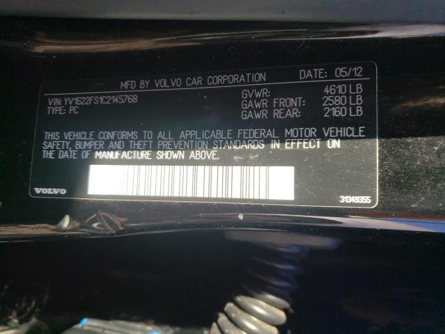 Photo 10 from auction – 2012 VOLVO S60 T5 with VIN YV1622FS1C2145768