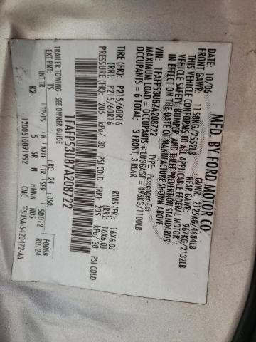 Photo 10 from auction – 2007 FORD TAURUS SE with VIN 1FAFP53U87A208722