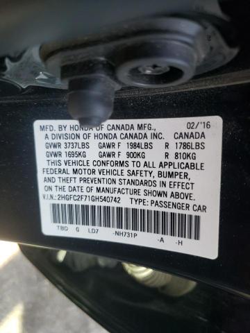 Photo 10 from auction – 2016 HONDA CIVIC EX with VIN 2HGFC2F71GH540742