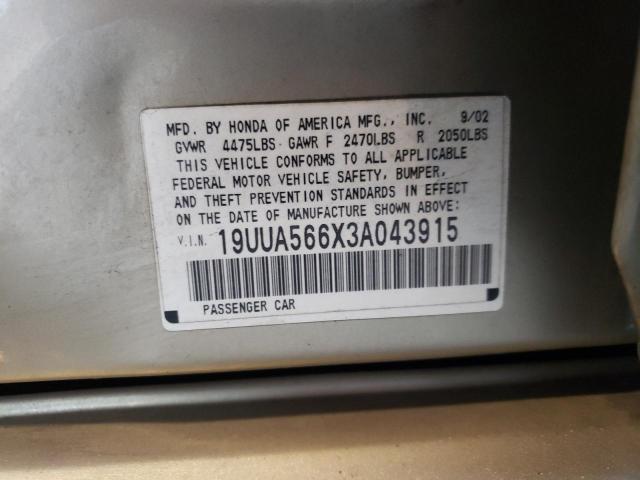 Photo 10 from auction – 2003 ACURA 3.2TL with VIN 19UUA566X3A043915