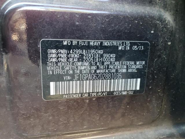Photo 10 from auction – 2013 SUBARU IMPREZA LI with VIN JF1GPAG62D2881035