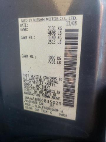 Photo 10 from auction – 2009 NISSAN MAXIMA with VIN 1N4AA51E09C835025