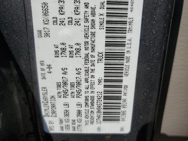 Photo 10 from auction – 2004 DODGE RAM 1500 S with VIN 1D7HA18N94S724212