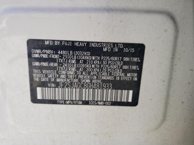 Photo 10 from auction – 2016 SUBARU FORESTER 2 with VIN JF2SJAGC8GH481933